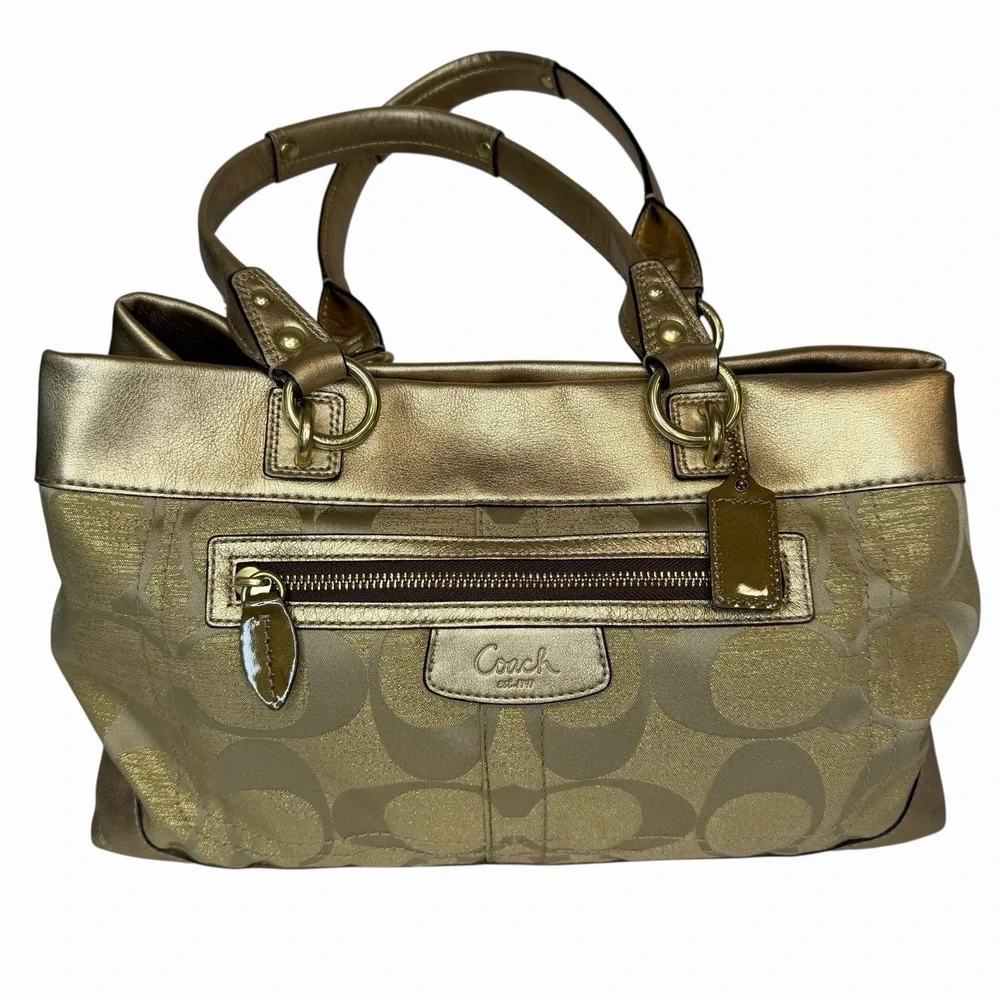 Authentic Vintage Coach Signature Tote Bag No. G0993-14433‎ Gold Leather Y2K 00s